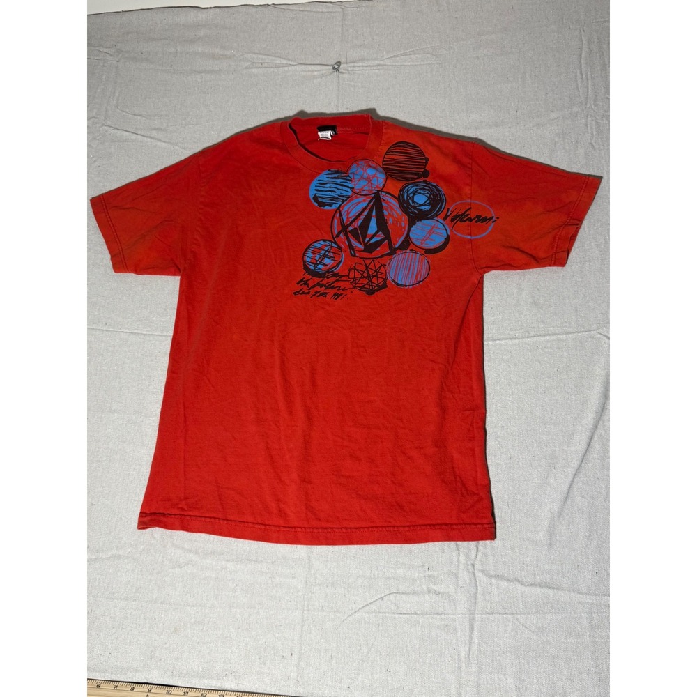 Volcom Mens Red Graphic T-Shirt Short Sleeve Cotton Skate Tee Large